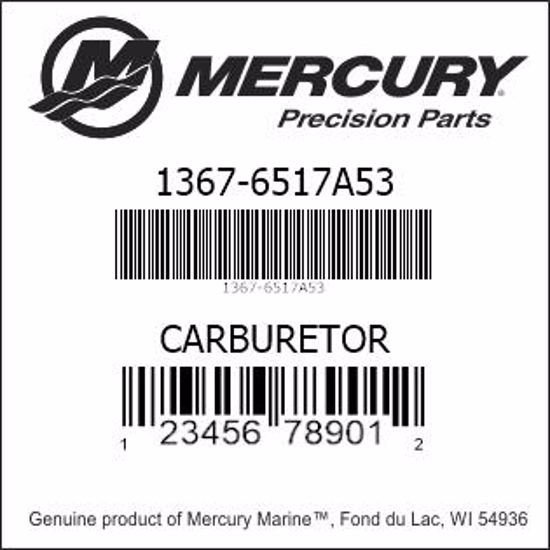 Bar codes for Mercury Marine part number 1367-6517A53