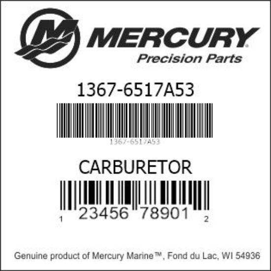 Bar codes for Mercury Marine part number 1367-6517A53