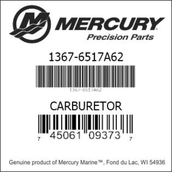 Bar codes for Mercury Marine part number 1367-6517A62