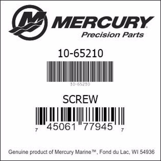 Bar codes for Mercury Marine part number 10-65210