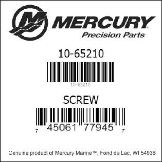 Bar codes for Mercury Marine part number 10-65210