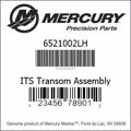 Bar codes for Mercury Marine part number 6521002LH