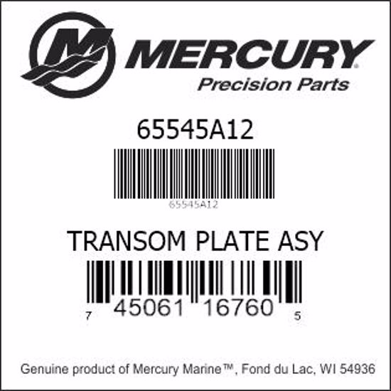 Bar codes for Mercury Marine part number 65545A12