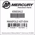 Bar codes for Mercury Marine part number 65603A12