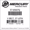 Bar codes for Mercury Marine part number 57-65607Q