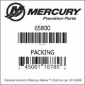 Bar codes for Mercury Marine part number 65800