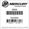 Bar codes for Mercury Marine part number 65800