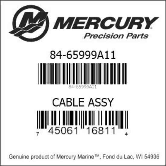 Bar codes for Mercury Marine part number 84-65999A11