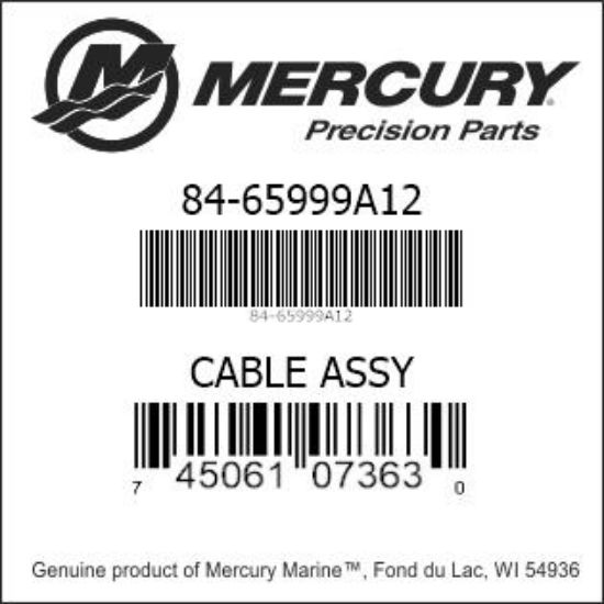 Bar codes for Mercury Marine part number 84-65999A12