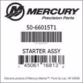 Bar codes for Mercury Marine part number 50-66015T1