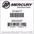 Bar codes for Mercury Marine part number 43-66177