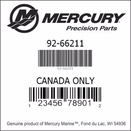 Bar codes for Mercury Marine part number 92-66211