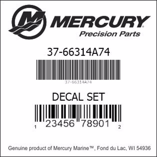 Bar codes for Mercury Marine part number 37-66314A74