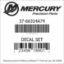Mercury Marine part number 37-66314A74 DECAL SET Bar codes for Mercury Marine part number 37-66314A74