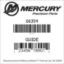 Mercury Marine part number 66354 GUIDE Bar codes for Mercury Marine part number 66354
