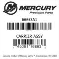Bar codes for Mercury Marine part number 66663A1