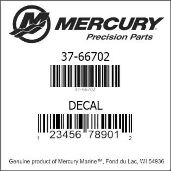 Bar codes for Mercury Marine part number 37-66702