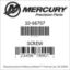Mercury Marine part number 10-66707 SCREW Bar codes for Mercury Marine part number 10-66707