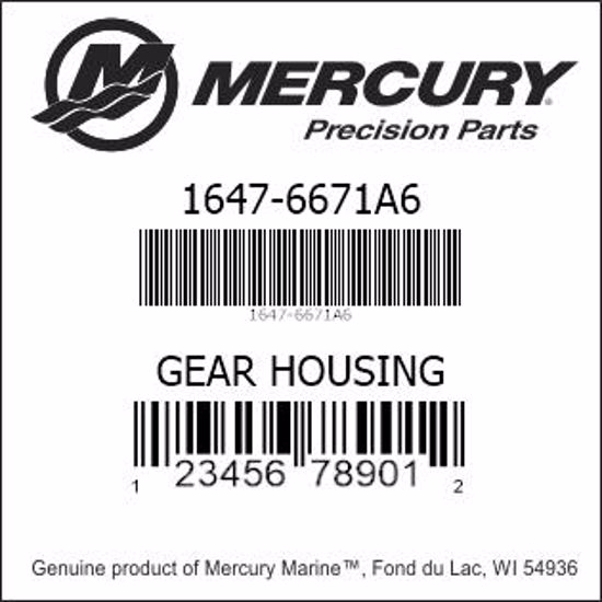 Bar codes for Mercury Marine part number 1647-6671A6