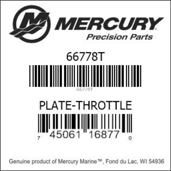 Bar codes for Mercury Marine part number 66778T