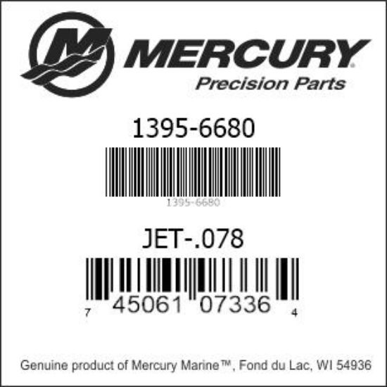 Bar codes for Mercury Marine part number 1395-6680