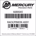 Bar codes for Mercury Marine part number 66800A5