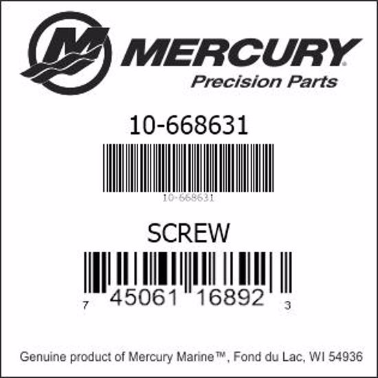 Bar codes for Mercury Marine part number 10-668631