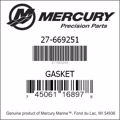 Bar codes for Mercury Marine part number 27-669251