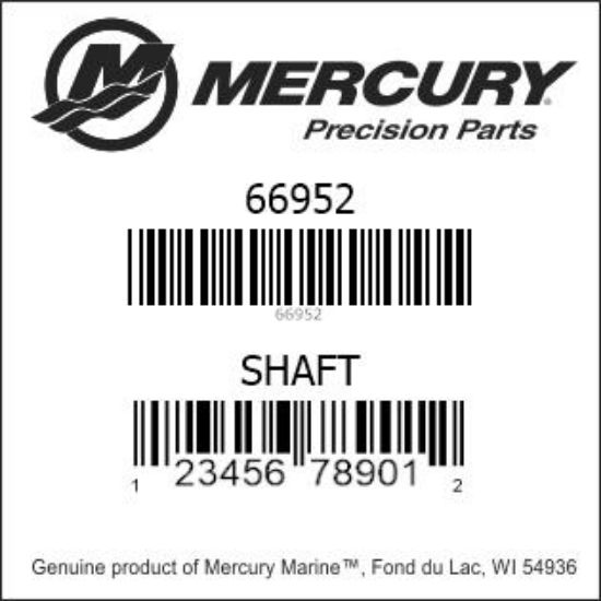 Bar codes for Mercury Marine part number 66952