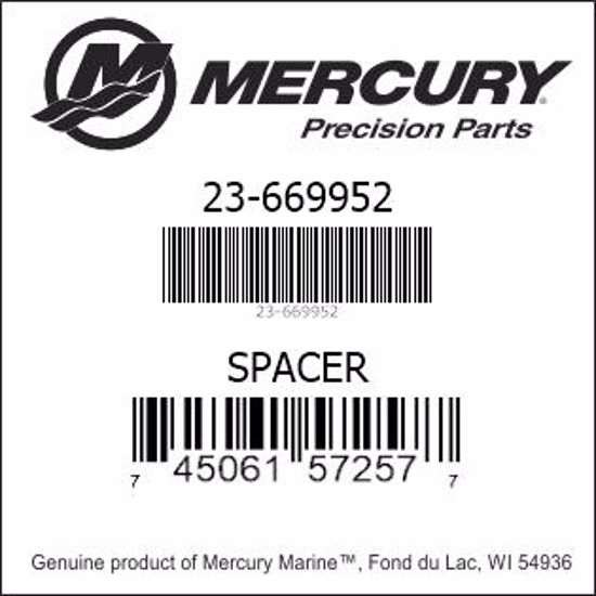 Bar codes for Mercury Marine part number 23-669952