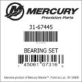 Bar codes for Mercury Marine part number 31-67445