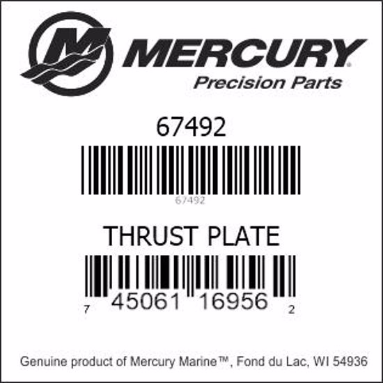 Bar codes for Mercury Marine part number 67492
