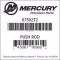Bar codes for Mercury Marine part number 67502T2