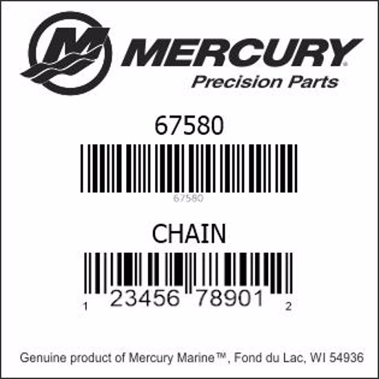 Bar codes for Mercury Marine part number 67580