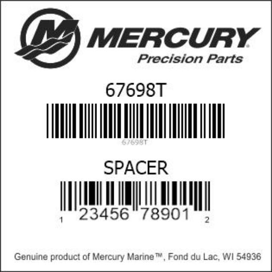 Bar codes for Mercury Marine part number 67698T