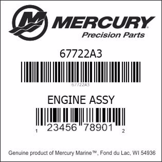 Bar codes for Mercury Marine part number 67722A3