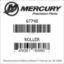 Mercury Marine part number 67748 ROLLER Bar codes for Mercury Marine part number 67748