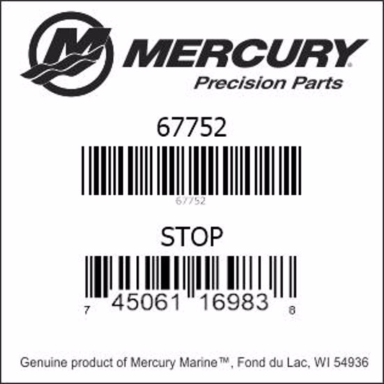 Bar codes for Mercury Marine part number 67752