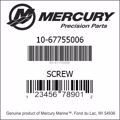 Bar codes for Mercury Marine part number 10-67755006