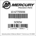 Bar codes for Mercury Marine part number 10-67755006