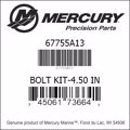 Bar codes for Mercury Marine part number 67755A13