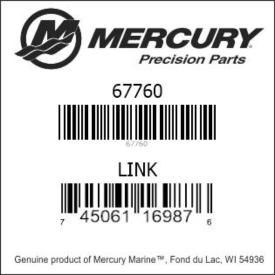 Bar codes for Mercury Marine part number 67760