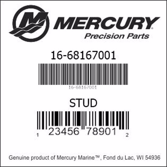 Bar codes for Mercury Marine part number 16-68167001
