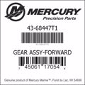 Bar codes for Mercury Marine part number 43-68447T1