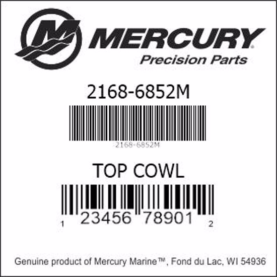 Bar codes for Mercury Marine part number 2168-6852M