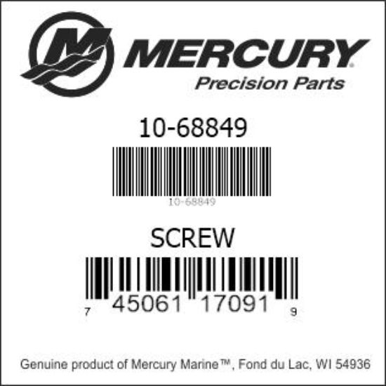 Bar codes for Mercury Marine part number 10-68849