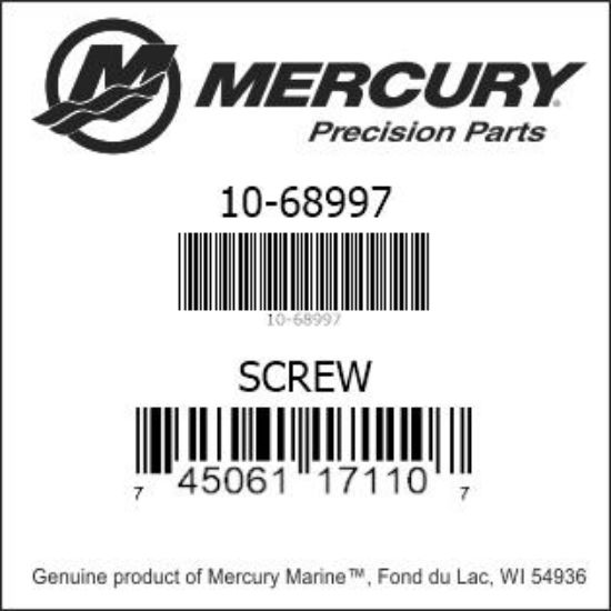 Bar codes for Mercury Marine part number 10-68997