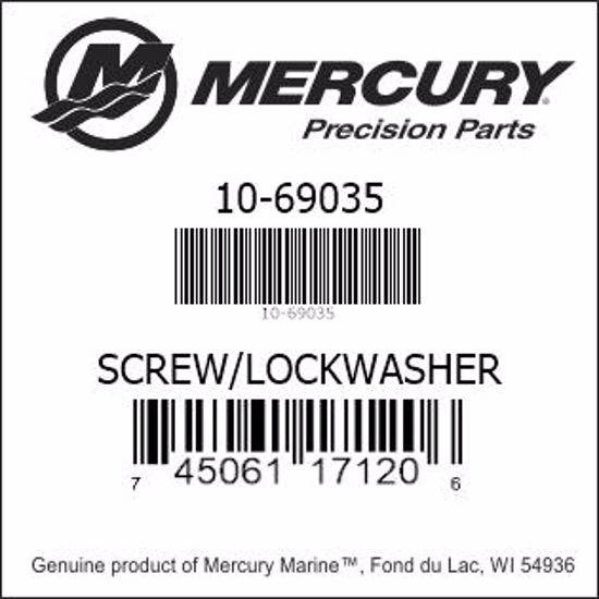 Bar codes for Mercury Marine part number 10-69035