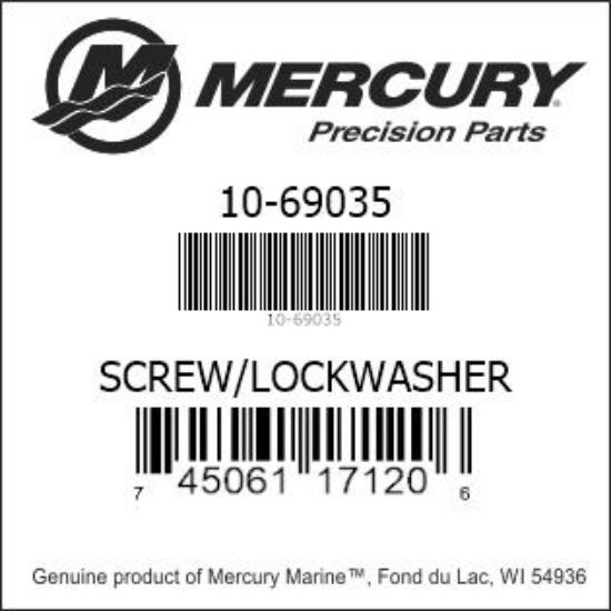 Bar codes for Mercury Marine part number 10-69035