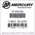 Bar codes for Mercury Marine part number 57-69143Q